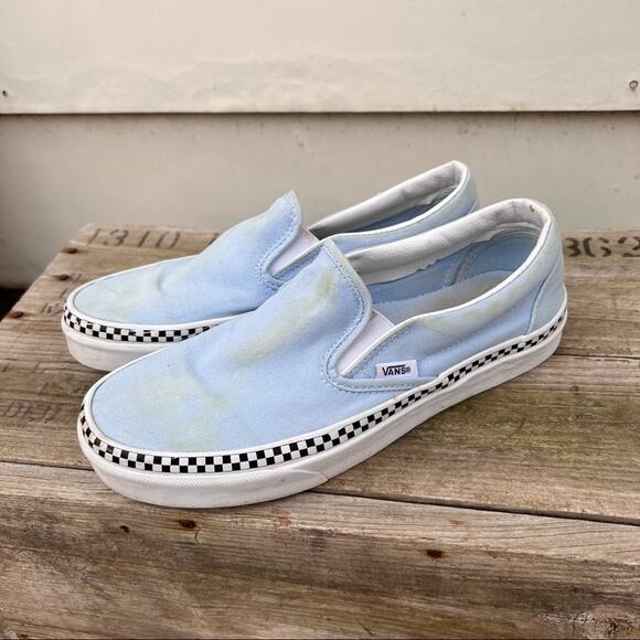 Vans Classic Slip On Check Foxing pale blue sneakers M8/W9.5 - Picture 6 of 8